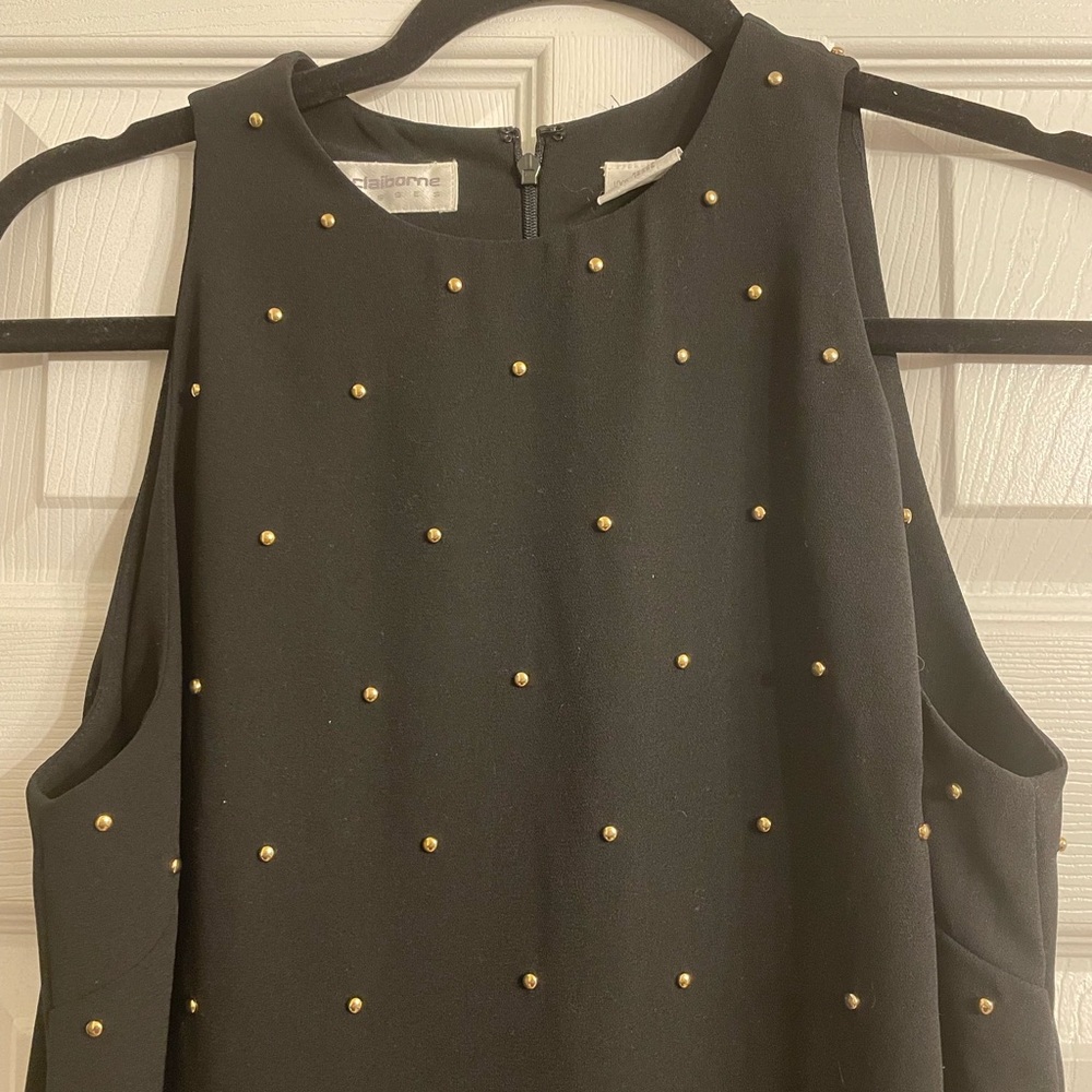 Vintage Liz Claiborne Studded Black and Gold Sheath Dress, sz 6